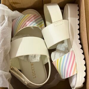 Lucky Brand Kids' White Sandals with Rainbow Stripes